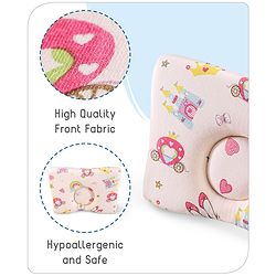 Babyhug Premium Rectangular Memory Foam Head Shaping Baby Pillow Princess Castle Theme- Pink| Prevents Flat-Head Syndrome| Firm and Supportive| Supports Neck and Shoulders| Soft Breathable Fabric| Washable| Travel Friendly| Suitable for New Born