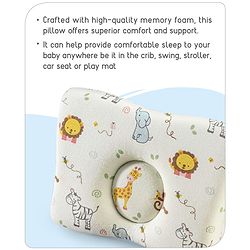 Babyhug Premium Rectangular Memory Foam Head Shaping Baby Pillow Princess Castle Theme- Pink| Prevents Flat-Head Syndrome| Firm and Supportive| Supports Neck and Shoulders| Soft Breathable Fabric| Washable| Travel Friendly| Suitable for New Born