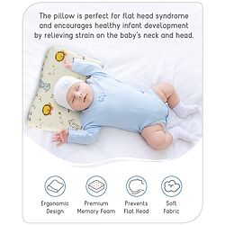 Babyhug Premium Rectangular Memory Foam Head Shaping Baby Pillow Princess Castle Theme- Pink| Prevents Flat-Head Syndrome| Firm and Supportive| Supports Neck and Shoulders| Soft Breathable Fabric| Washable| Travel Friendly| Suitable for New Born