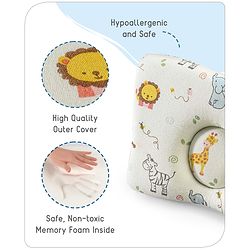 Babyhug Premium Rectangular Memory Foam Head Shaping Baby Pillow Princess Castle Theme- Pink| Prevents Flat-Head Syndrome| Firm and Supportive| Supports Neck and Shoulders| Soft Breathable Fabric| Washable| Travel Friendly| Suitable for New Born
