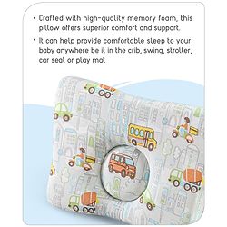 Babyhug Premium Rectangular Memory Foam Head Shaping Baby Pillow Princess Castle Theme- Pink| Prevents Flat-Head Syndrome| Firm and Supportive| Supports Neck and Shoulders| Soft Breathable Fabric| Washable| Travel Friendly| Suitable for New Born