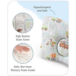 Babyhug Premium Rectangular Memory Foam Head Shaping Baby Pillow Princess Castle Theme- Pink| Prevents Flat-Head Syndrome| Firm and Supportive| Supports Neck and Shoulders| Soft Breathable Fabric| Washable| Travel Friendly| Suitable for New Born