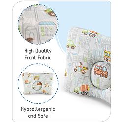 Babyhug Premium Rectangular Memory Foam Head Shaping Baby Pillow Princess Castle Theme- Pink| Prevents Flat-Head Syndrome| Firm and Supportive| Supports Neck and Shoulders| Soft Breathable Fabric| Washable| Travel Friendly| Suitable for New Born
