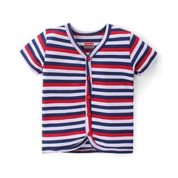 Babyhug 100% Cotton Interlock Knit Half Sleeves Antibacterial Vest Stripes & Penguin Pack Of 3 - Multicolor