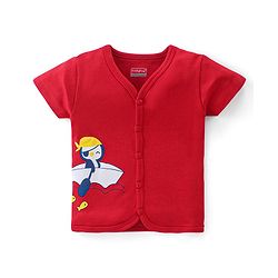 Babyhug 100% Cotton Interlock Knit Half Sleeves Antibacterial Vest Stripes & Penguin Pack Of 3 - Multicolor
