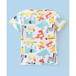 Babyhug 100% Cotton Knit Half Sleeves Striped & Zebra Print Vests Pack of 3 - Multicolour