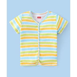 Babyhug 100% Cotton Knit Half Sleeves Striped & Zebra Print Vests Pack of 3 - Multicolour