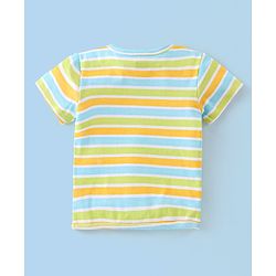 Babyhug 100% Cotton Knit Half Sleeves Striped & Zebra Print Vests Pack of 3 - Multicolour