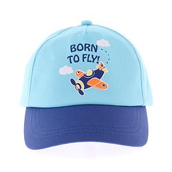 Babyhug Cotton blend Summer Caps Helicopter Print- Sky Blue