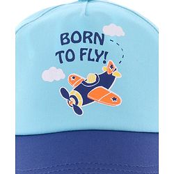 Babyhug Cotton blend Summer Caps Helicopter Print- Sky Blue