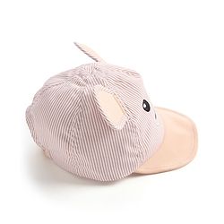 Babyhug Cotton Blend Woven Summer Cap Teddy Theme Striped -  Beige