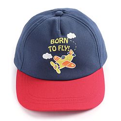 Babyhug Cotton Blend Summer Cap Helicopter Print- Navy Blue