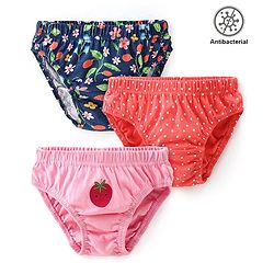 Babyhug 100% Cotton Antibacterial Panties With Floral Print Pack of 3 - Multicolour
