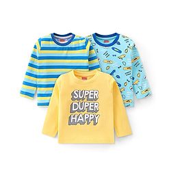 Babyhug 100% Cotton Knit Full Sleeves T-Shirt With Skateboard Graphics Pack Of 3 - Multicolour
