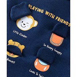 Babyhug 100% Cotton Half Sleeves Onesie Animal Patch - Navy Blue