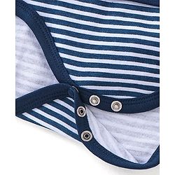 Babyhug 100% Cotton Half Sleeves Onesie Animal Patch - Navy Blue