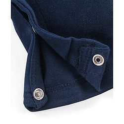 Babyhug Cotton Knit Full Sleeves Party Romper With Stripe  - Navy Blue