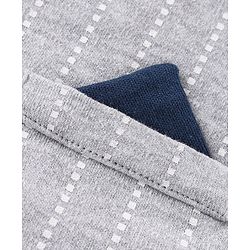 Babyhug Cotton Knit Full Sleeves Party Romper With Stripe  - Navy Blue