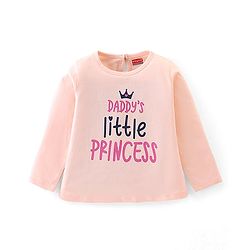 Babyhug 100% Cotton Knit Full Sleeves T-Shirt Text Graphics - Pink