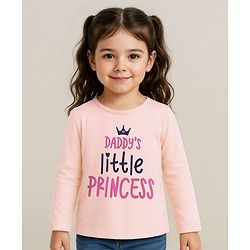 Babyhug 100% Cotton Knit Full Sleeves T-Shirt Text Graphics - Pink