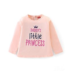 Babyhug 100% Cotton Knit Full Sleeves T-Shirt Text Graphics - Pink