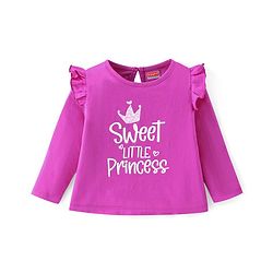 Babyhug Cotton Knit Full Sleeves Text Print T-Shirts Pack of 3 - Pink Purple & Blue