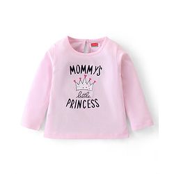 Babyhug 100% Cotton Knit Full Sleeves T-Shirt with Text Graphics - Pink