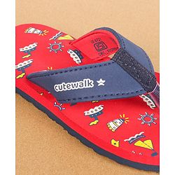 Cute Walk by Babyhug Slip On Flip Flops  - Red