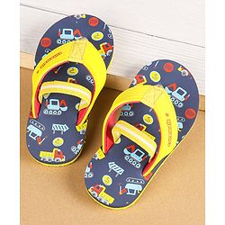 Cute Walk by Babyhug Flip Flops with Back Strap Vehicle Print - Navy Blue