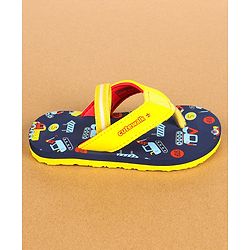 Cute Walk by Babyhug Flip Flops with Back Strap Vehicle Print - Navy Blue