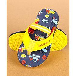 Cute Walk by Babyhug Flip Flops with Back Strap Vehicle Print - Navy Blue