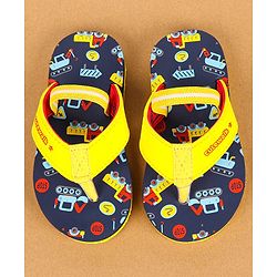 Cute Walk by Babyhug Flip Flops with Back Strap Vehicle Print - Navy Blue