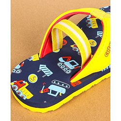 Cute Walk by Babyhug Flip Flops with Back Strap Vehicle Print - Navy Blue