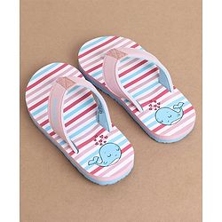 Cute Walk by Babyhug Slip On Flip Flops Stripes & Whale Print- Pink