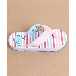 Cute Walk by Babyhug Slip On Flip Flops Stripes & Whale Print- Pink