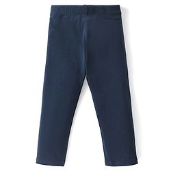 Babyhug Cotton Lycra Knit Solid Color Stretchable Leggings - Navy Blue