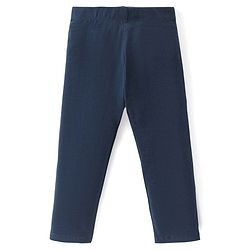 Babyhug Cotton Lycra Knit Solid Color Stretchable Leggings - Navy Blue