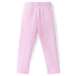 Babyhug Cotton Lycra Full Length Leggings Solid Color - Pink