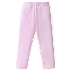 Babyhug Cotton Lycra Full Length Leggings Solid Color - Pink
