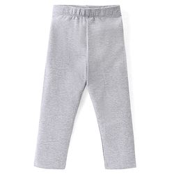 Babyhug Cotton Lycra Knit Solid Color Stretchable Leggings - Grey
