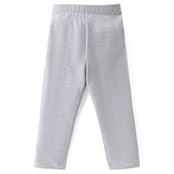Babyhug Cotton Lycra Knit Solid Color Stretchable Leggings - Grey