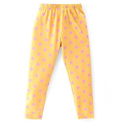 Babyhug Cotton Lycra Knit Full Length Leggings Floral Solid  & Polka Dot Print Pack of 3- Red Yellow & Pink