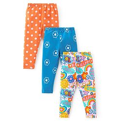 Babyhug Cotton Lycra Knit Full Length Stretchable Leggings Floral Print Pack Of 3 - Multicolor