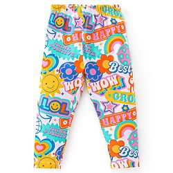 Babyhug Cotton Lycra Knit Full Length Stretchable Leggings Floral Print Pack Of 3 - Multicolor