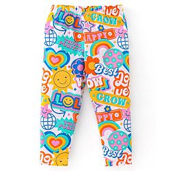 Babyhug Cotton Lycra Knit Full Length Stretchable Leggings Floral Print Pack Of 3 - Multicolor