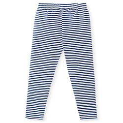 Babyhug Cotton Lycra Knit Full Length Stretchable Leggings Stripes & Floral Print - Navy Blue