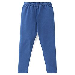 Babyhug Cotton Lycra Knit Full Length Leggings Star Print- Navy Blue