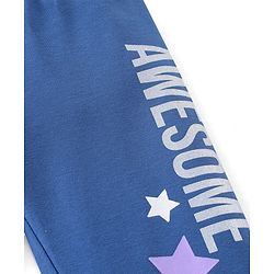 Babyhug Cotton Lycra Knit Full Length Leggings Star Print- Navy Blue