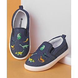Cute Walk by Babyhug Dino Embroidered Casual Shoes - Navy Blue
