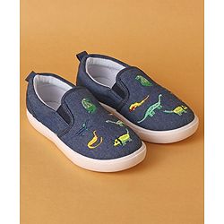 Cute Walk by Babyhug Dino Embroidered Casual Shoes - Navy Blue